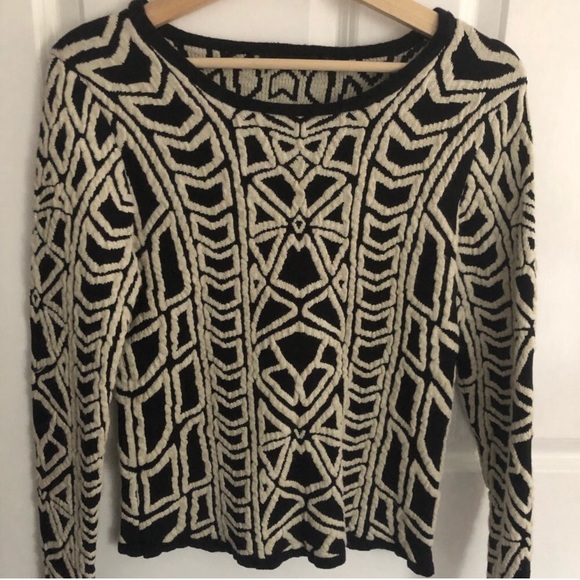 Metallic geometric design wool blend sweater - Picture 1 of 5
